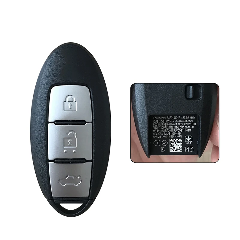 

CN027043 Aftermarket 3 Buttons Remote Car Key With 433mhz 47 Chips FCCID S180144017 For 2013-2015 Teanai