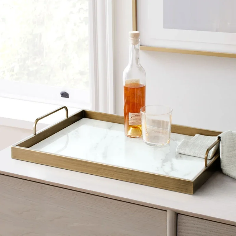 

Nordic Creative Tea Tray Stone Minimalist Luxury Rectangle Tea Tray Office Household Bandeja Rectangular Kitchen Supplies WZ50TT