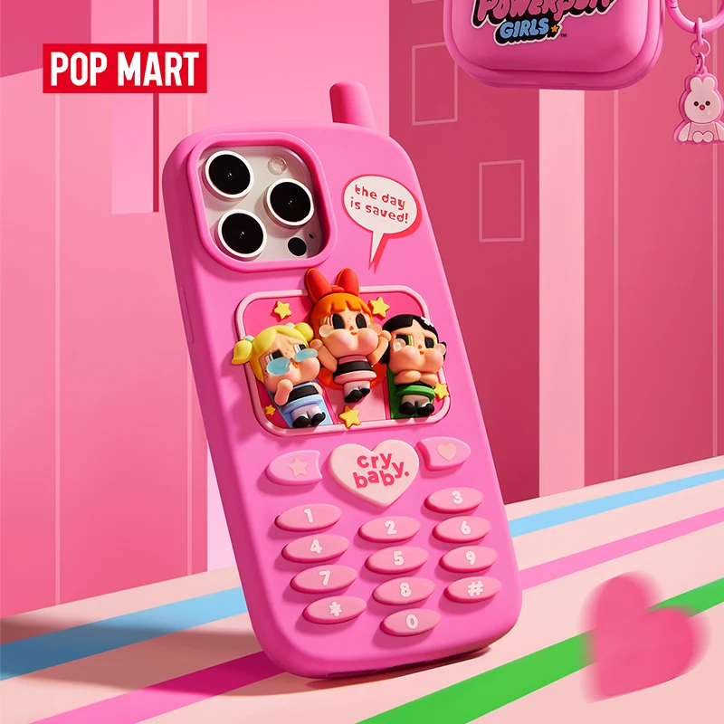 POP MART CRYBABY 파워퍼프 걸즈 시리즈 휴대폰 케이스, 아이폰 14 프로 맥스, 아이폰 15 프로 맥스용