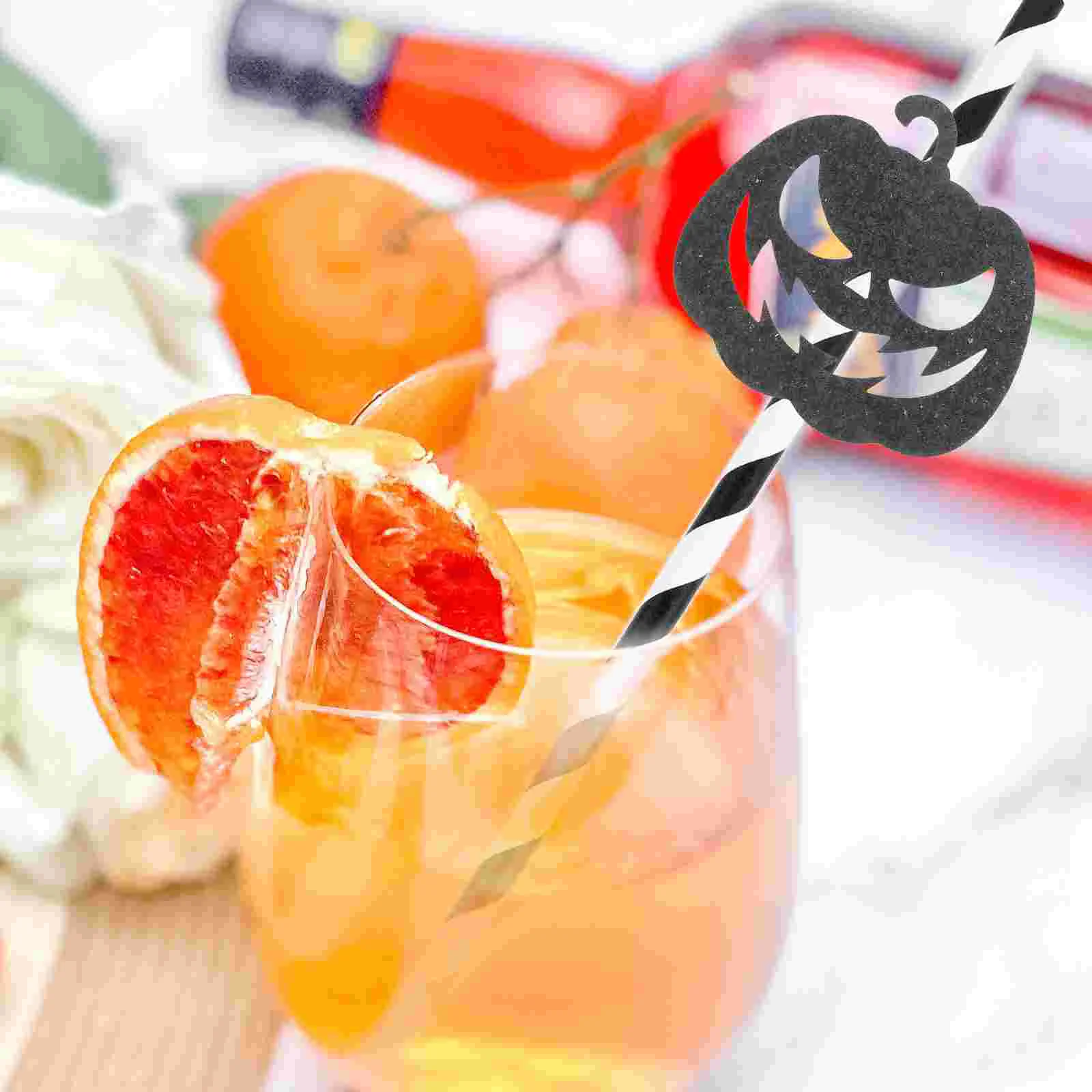 Halloween Straws Decoration for Party Cartoon Decorative Milk Drinking Pumpkin