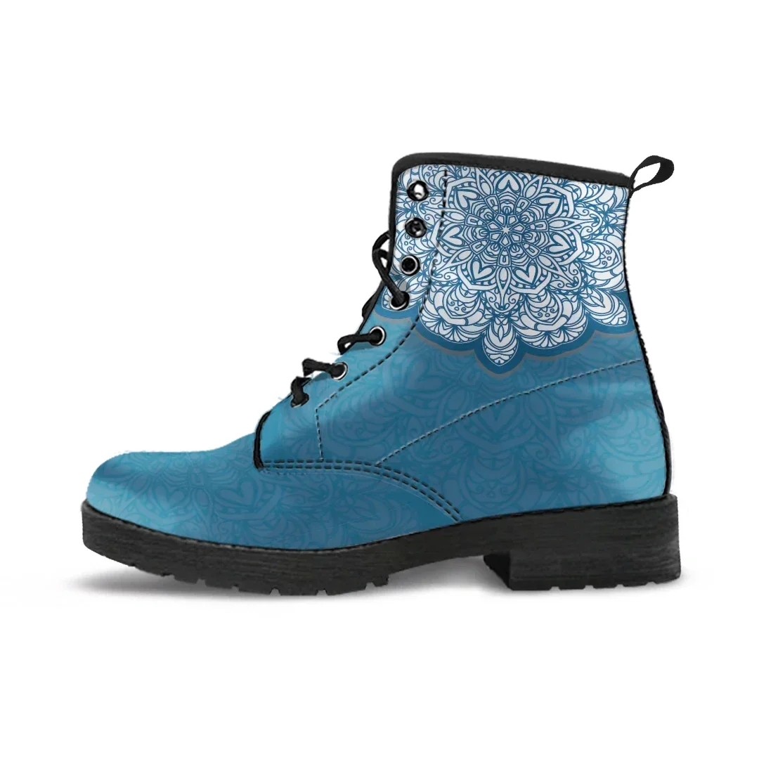 Mandala Deisgn All-match Women's Ankle Boots Autumn Elegant Female Leatgher Boot Street Casual Warm Ladies Booties Dropshipping