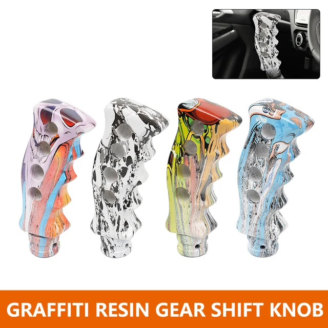 Auto Tuning Zubehör Messer griff vier Löcher Schalthebel Kopf Graffiti Harz  Zahnrad knöpfe Kopf Schalt griffe Schaltknauf - AliExpress