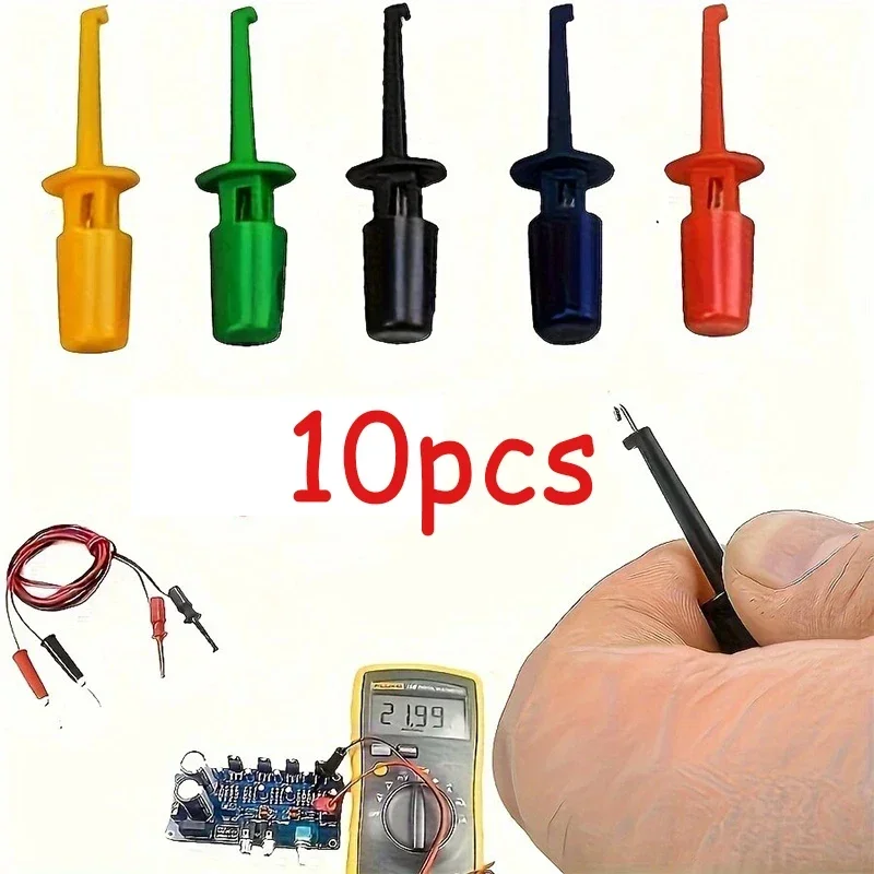 Mini Single Test Hook Clip Test Probe 10Pcs For Electronic Testing IC Grabber Small Size Round Crocodile Clip Hook