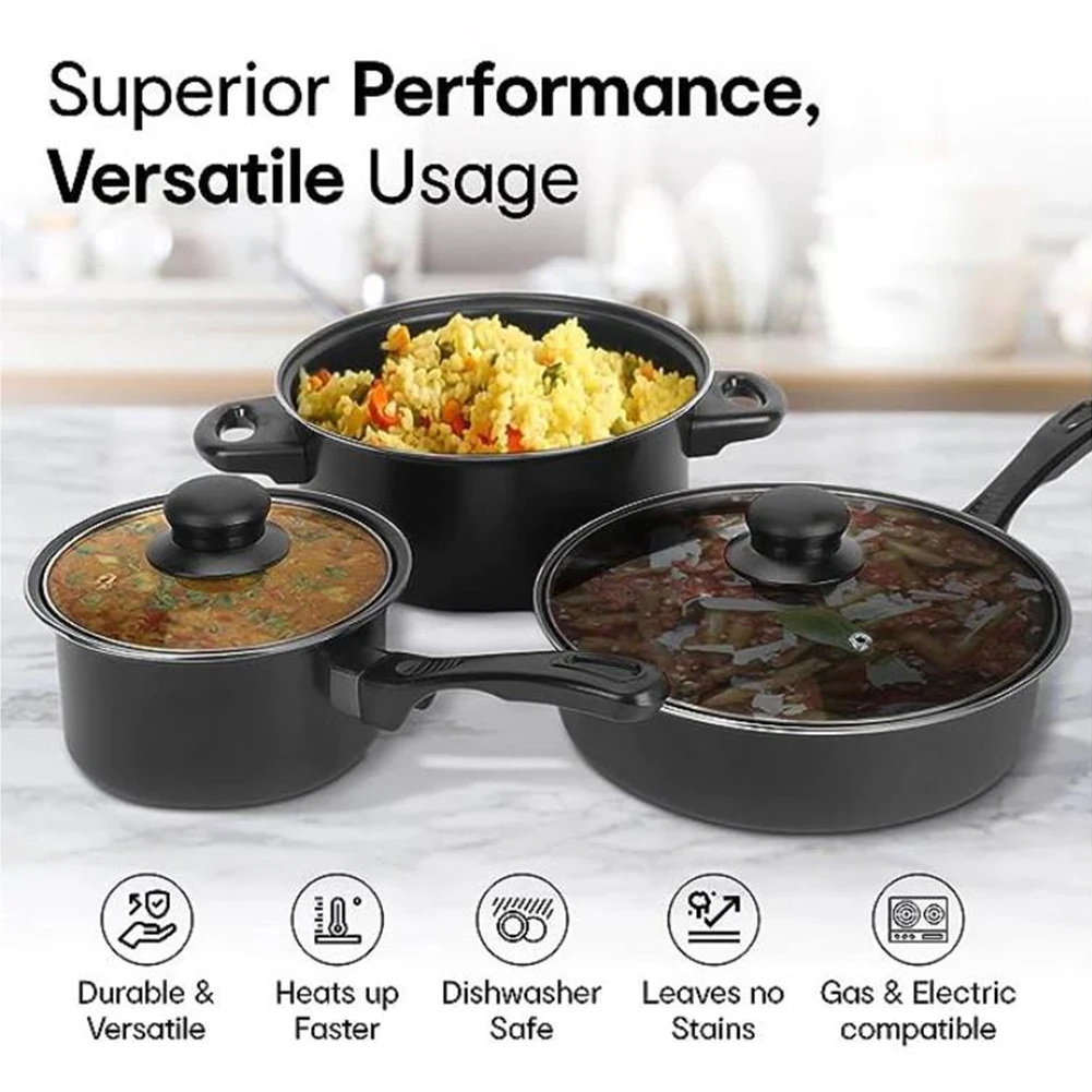 12-Piece Non-Stick Cookware Set Deep Frying Pan with Lid Milk Pot Maifan Stone Frying Pan Stackable Pot Set for All Hob