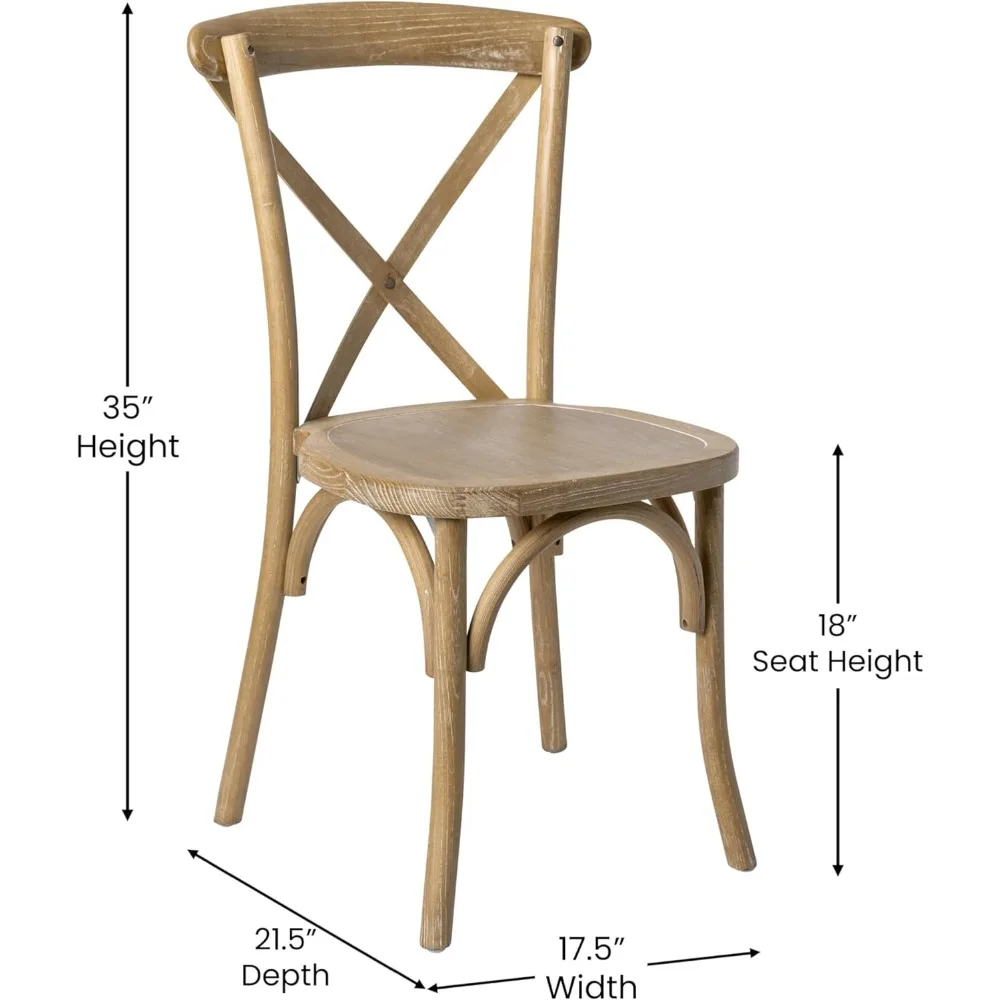 Bardstown Bistro Style Wooden Dining Chair - Medium Natural White Grain - High X-Back 2