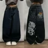 Street Hip-hop Fashion American Retro Popular Straight Wide-leg Jeans For Women All-match Casual Loose Floor-length Jeans Trendy 1