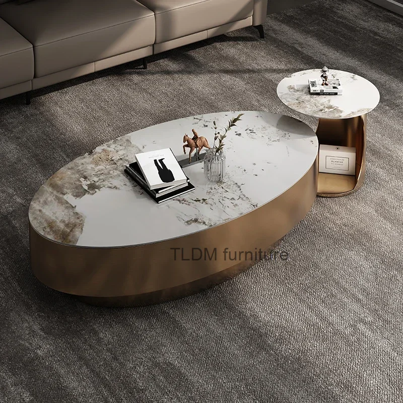 Nordic Living Room Coffee Table Modern Marble Minimalist Oval Coffee Tables White Luxury Mesa Centro Salon Home Furniture marble grain cup coaster nordic insulated absorbent round ceramic coffee mug placemat white