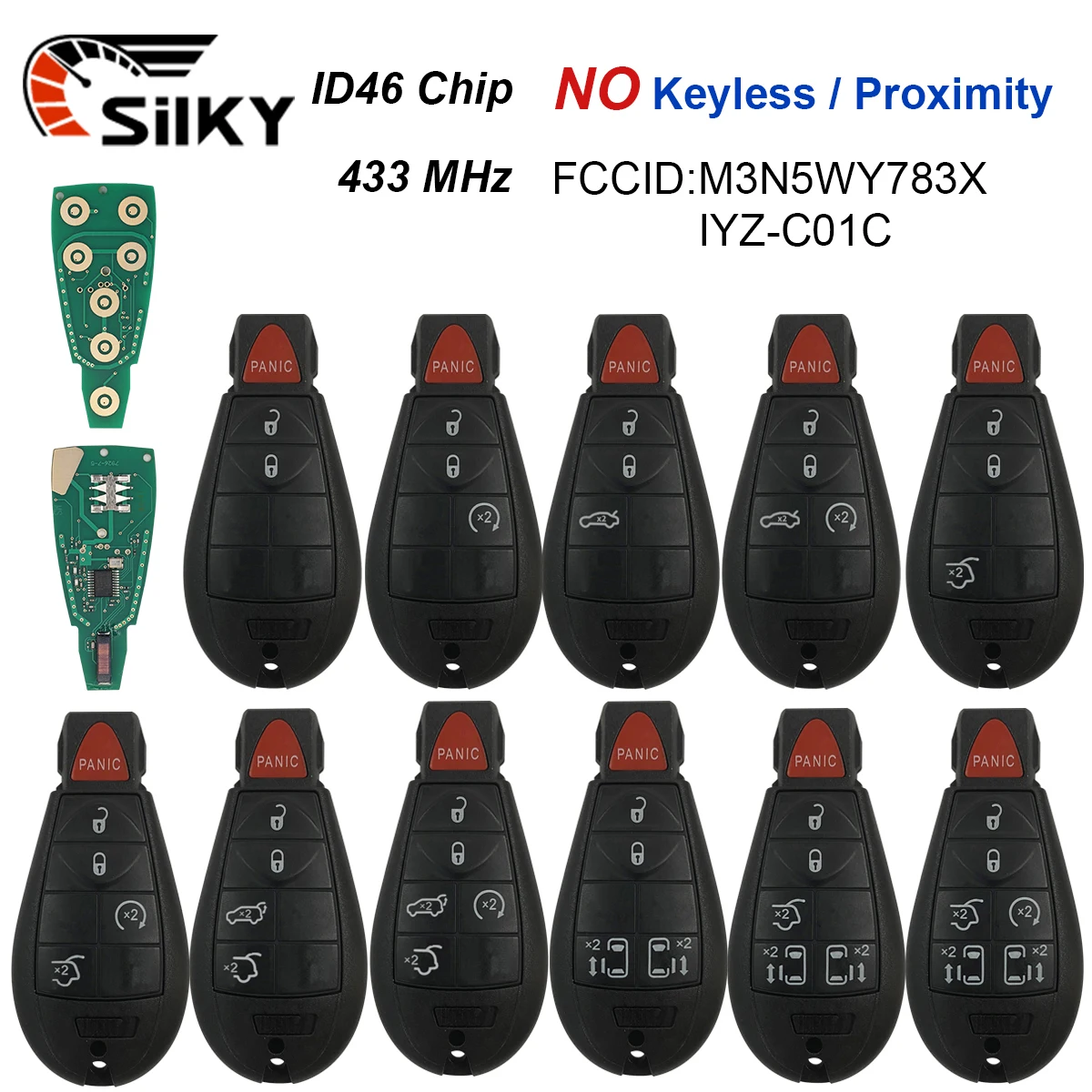 SilKY 433 Mhz 7941 รีโมทกุญแจรถ Fob M3N5WY783X สําหรับ Chrysler Town & Country Jeep Grand Cherokee Dodge Caravan Journey