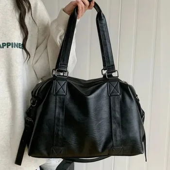 Borsa tote alla moda Borsa da donna in pelle Borsa semplice Borsa a tracolla vintage solida per donna