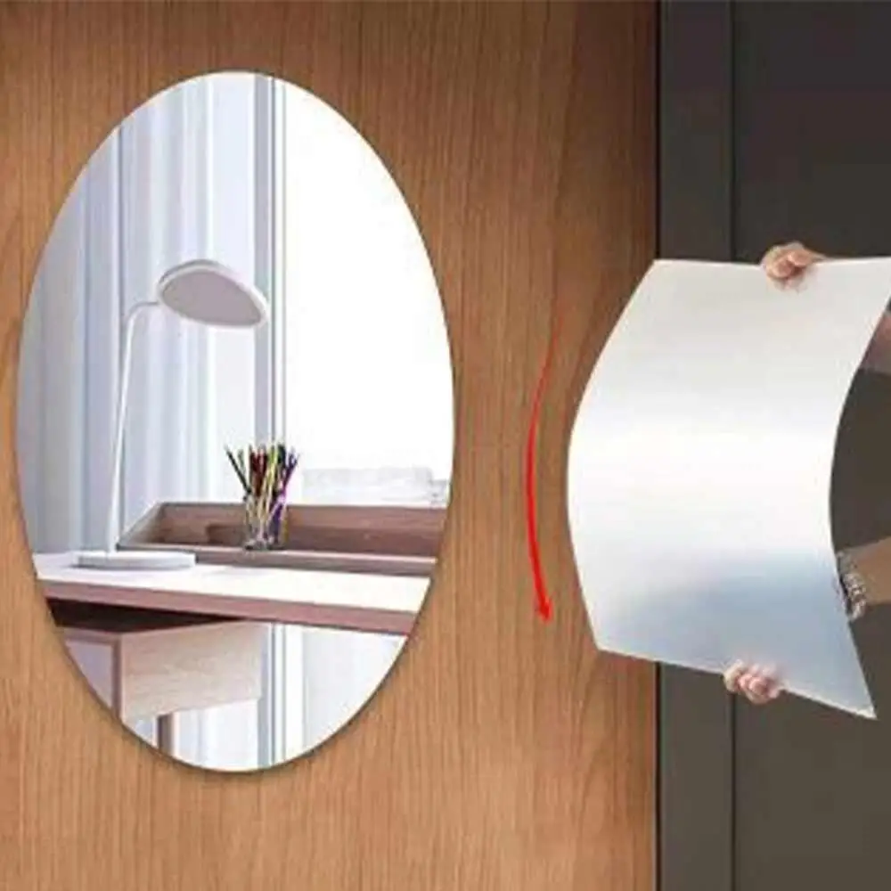 Wall Sticker Mirror Wall Sticker Acrylic Wall Sticker Removable Self-Adhesive For Bathroom/Wall Shower 3D Effect Oval Anti Fog Mirror Acrylic Mirror Make Up Stickers