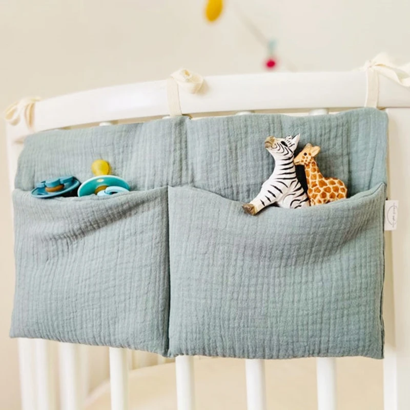 Baby Bedside Storage Bag Baby Crib Organizer Hanging Bag For Essentials Multi-Purpose Newborn Bed Hanging Crib Storage Bag