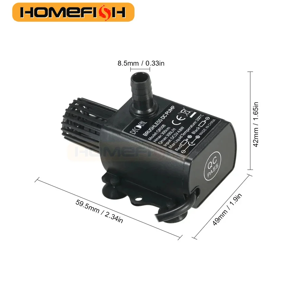 Water Pump Ultra-quiet Mini Brushless USB DC5V 4.8W 300L/H Lift 300cm