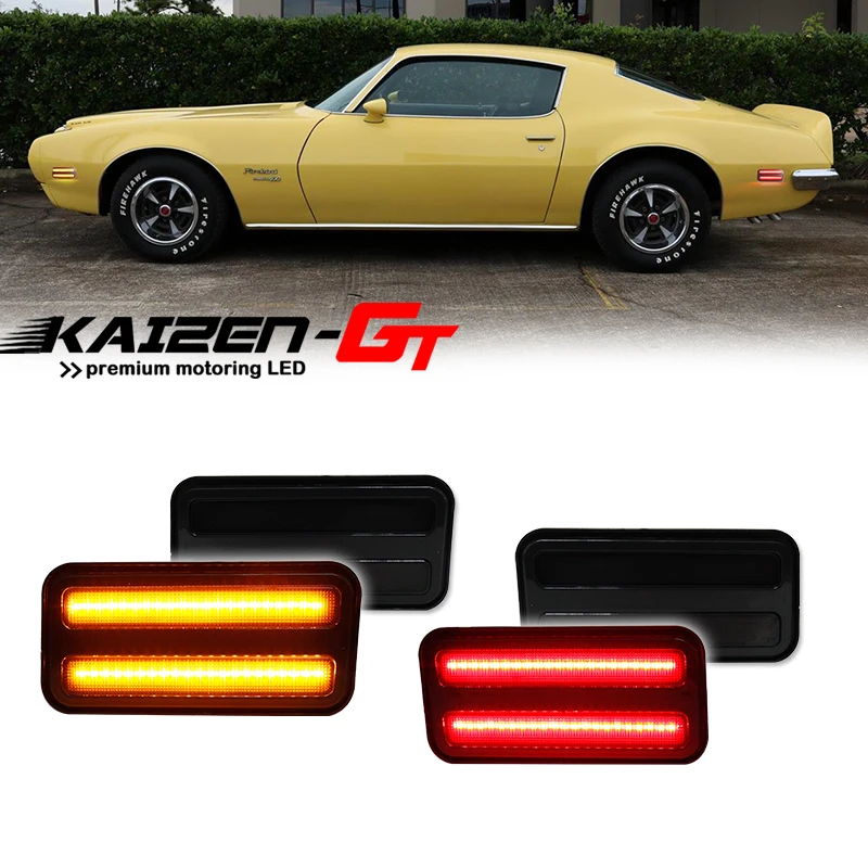 

Front Amber / White Rear Red LED Car Bumper Side Marker Indicator Lights For 1970-1981 Pontiac Firebird/Trans Fender Flare Lamps