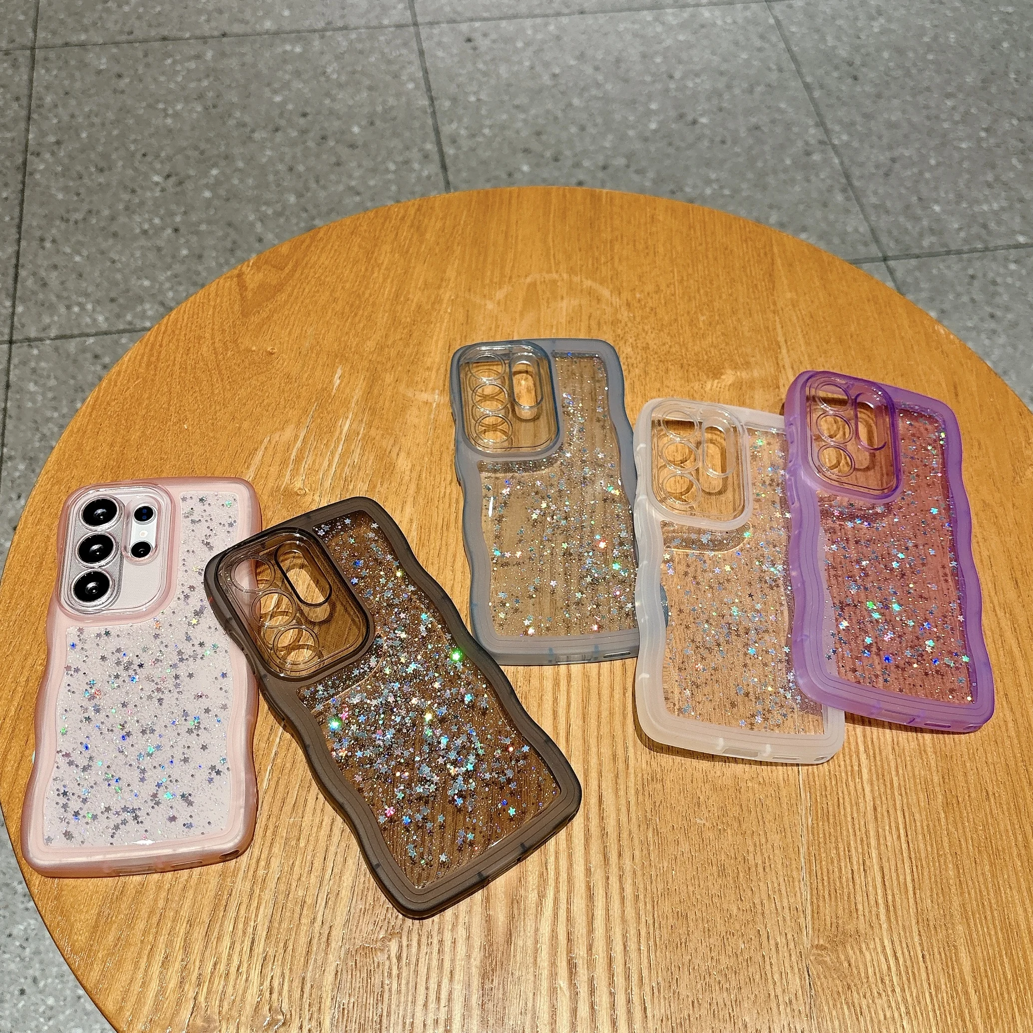 Stylish Clear Drip Glue Star Wave Shockproof Soft Phone Case