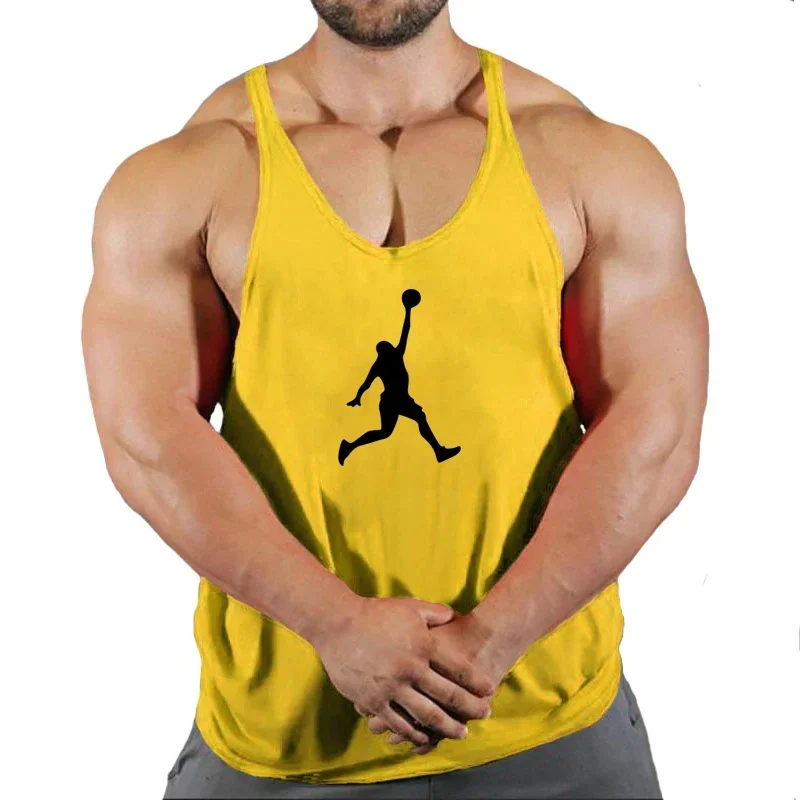 

Brand Sport Vest Men's Tank Top Breathable Bodybuilding Tee Gym Vest Sleeveless Men T-shirt Fashion Crew Neck Fitness Tee