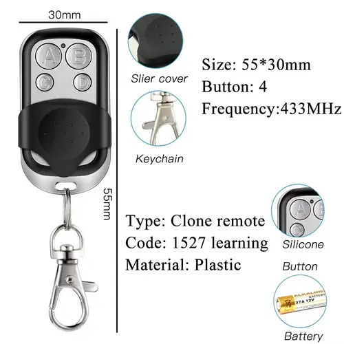 Clone Fixed Learning Code Rolling Code for Gate Garage Door, Cloning Duplicator Key, Fob A Distance Remote Control, 433MHz - Image 5
