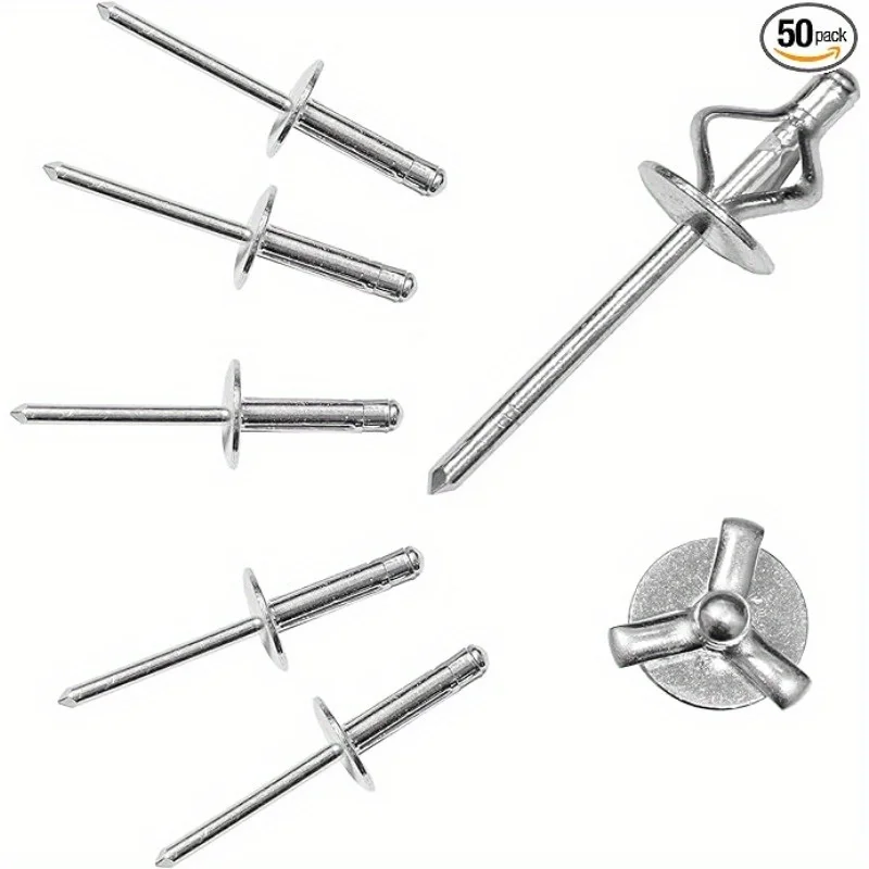Rivets and Fasteners Rivets and Screws 50pcs Large Flange Bulb Blind Rivet Structural Blind Rivet Aluminium Trifold Rivets Car Inner Decoration DIY Dia 3/16