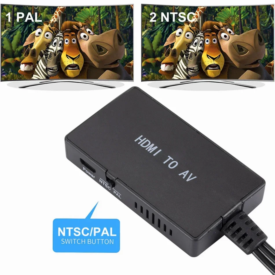 WvvMvv HDMI-compatible To RCA Video Composite Converter 1080P HDMI-compatible To AV CVSB L/R Scaler Adapter Support NTSC PAL