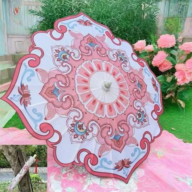 Japanese Dance Parasols Lolita Tassel Girls Cosplay Classical Hanfu Umbrella Lace Folding Korean Craft Pink Umbrellas Photoprop