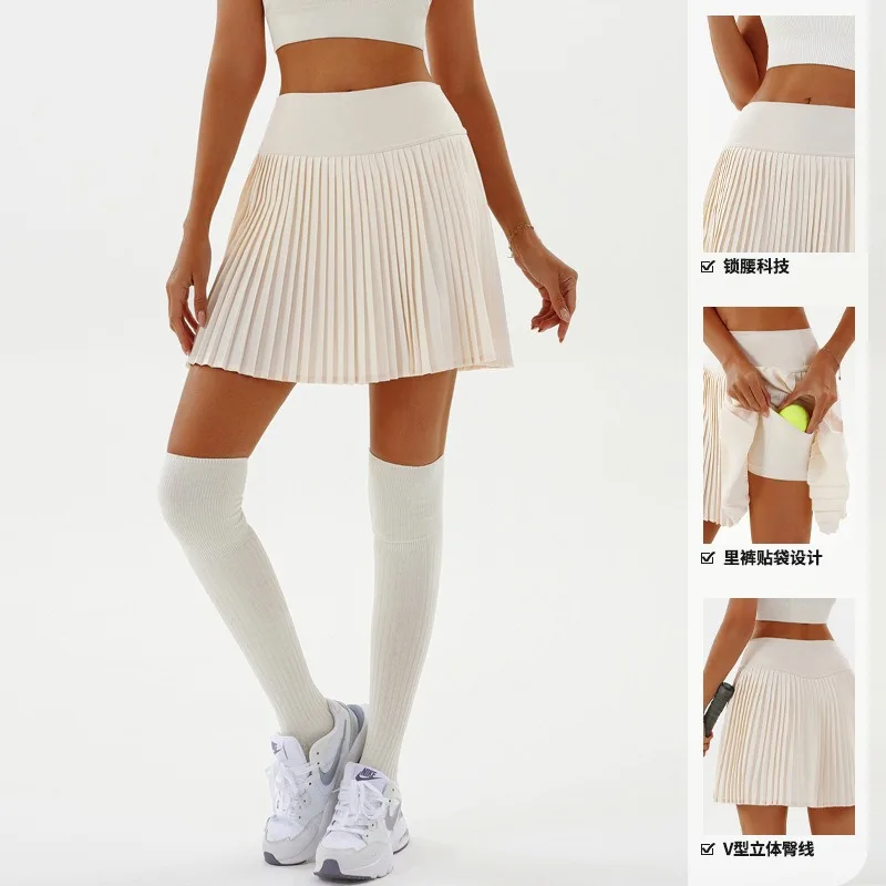 Women Pleated Tennis Skirts Sports High Waist Yoga Fitness Short Skirt Gym Golf Slim Fit Loose Mini Skirts Casual Elastic Skorts