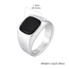 Bague élégante en pierre naturelle carrée pour homme, bague signet en acier inoxydable étanche, cadeau d'anniversaire pour lui, papa