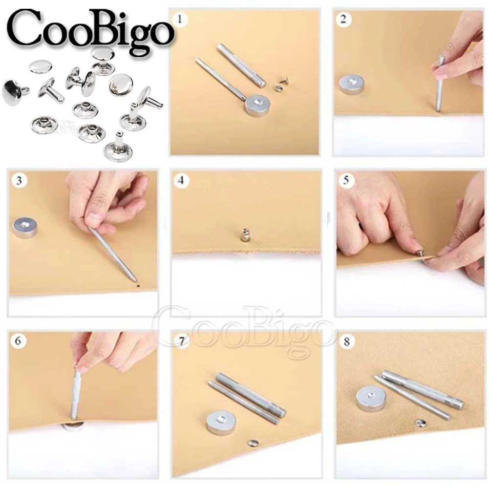 100pcs/set Metal Double Cap Rivets Stud Rivet Collision Nail Spike Leather Craft Repair DIY Accessory 3mm 6mm 7mm 8mm 10mm 12mm