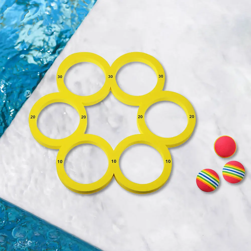 Water Sports Toys with 10 Rainbow Balls Pool Floating Throwing Games Floating Toy Ring for Kids Adults Swimming Pool Water Game
