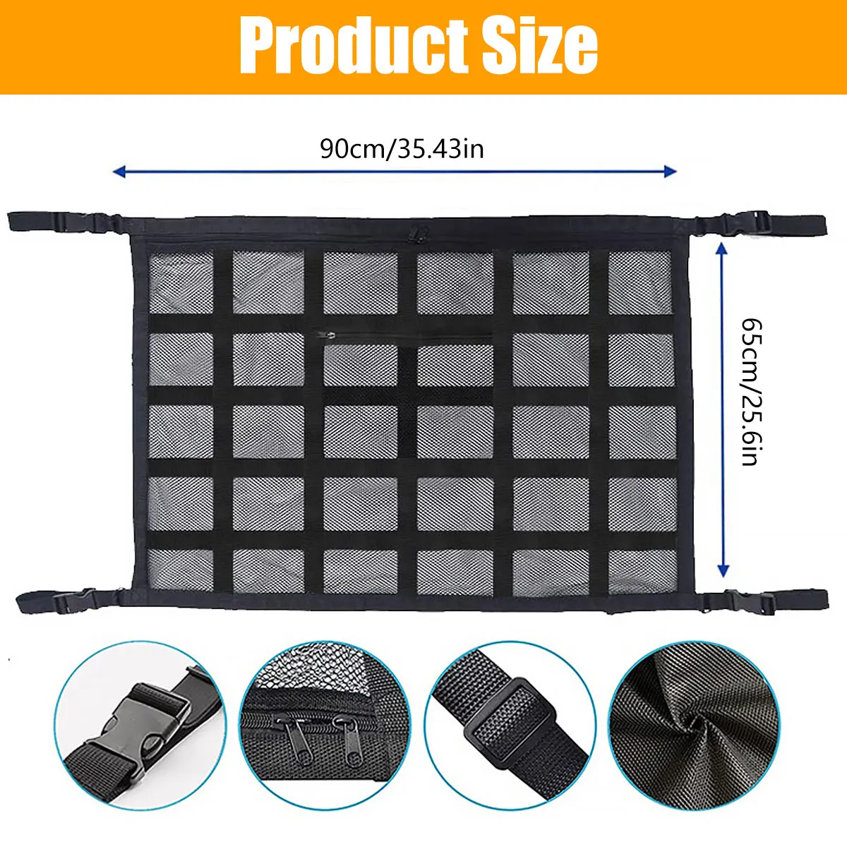 Car Ceiling Cargo Net Strong Load-Bearing Mesh Car Roof Storage Organizer Large Capacity Space Saving Car Ceiling Net Storage 3