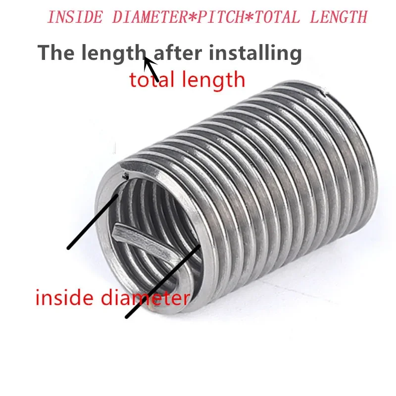 10-50pcs M2 M2.5 M3 M4 M5 M6 M7 M8 M10 M12 stainless steel wire thread insert sleeve Bushing Helicoil Repair Inserts stainless steel screw