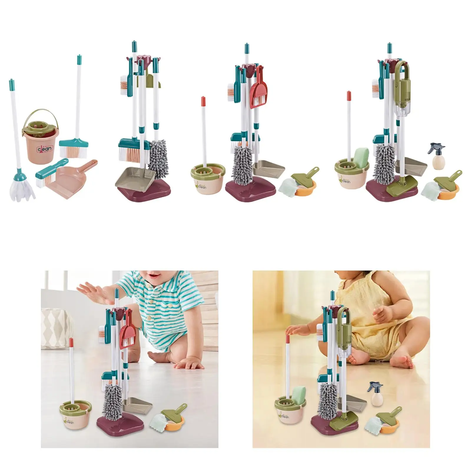 Kids Household Cleaning Tool Kids Broom, Dustpan and Mop Set Housework Cleaning 3