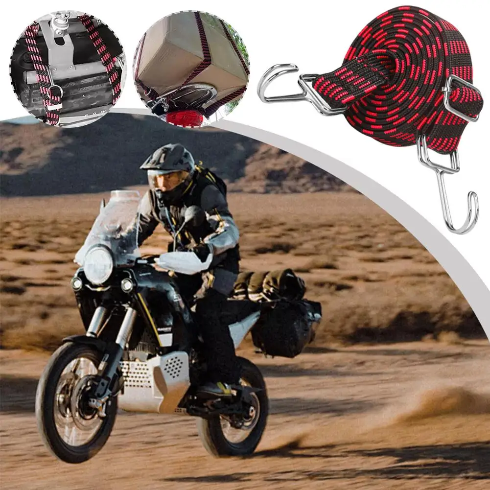 Motorcycle Elastics Rubber Luggage Rope Cord Hooks Hook Fixed Band Strap Rack Luggage Rope Auto Car Accessories Tie Bikes R U1V0