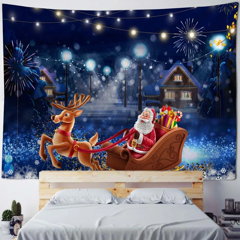 Christmas tapestry, holiday decoration, Christmas tree, Santa Claus, home art decoration, room decoration, hanging on the wall
