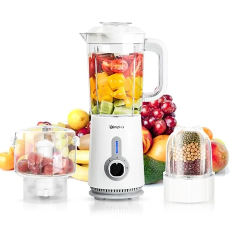 42oz Blender for Smoothies with 2-Cup Food Processor and 1-Cup Vegetable Food Chopper, High Speed Blenders with 2 Speeds and Pu 1
