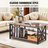40" Farmhouse Coffee Table, Rectangle Coffee Table with Open Storage Compartment 2