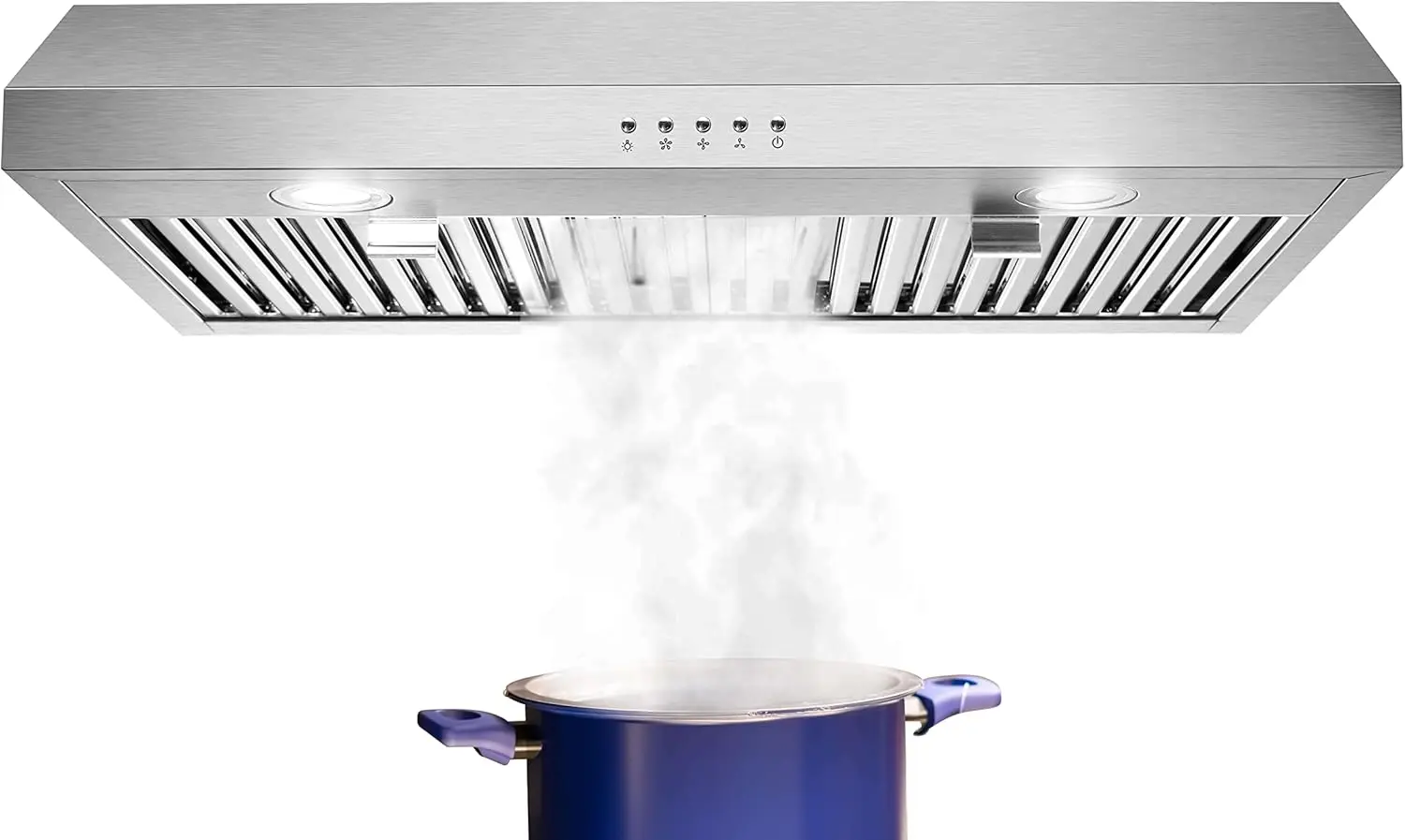 30 Inch with 3 Way Venting,Stainless Steel Range Hood w/Baffle Filters,Ductless Range Hood 500 CFM