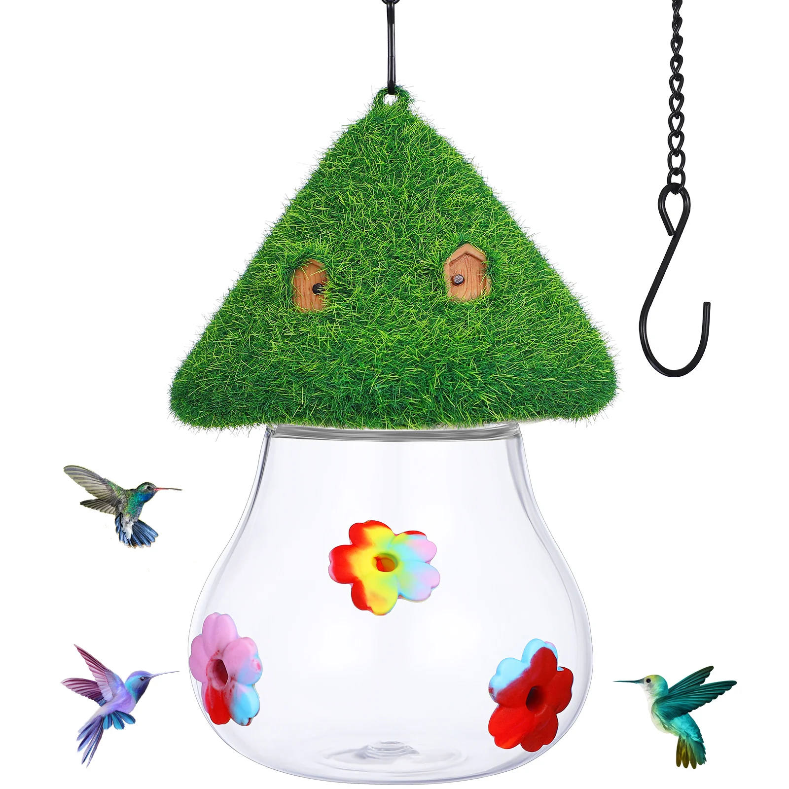 

Hummingbird Water Feeder Cute Mushroom Bird Feeder Hummingbird Feeders Outdoors Hanging Outside Bird Feeder 3 Petals