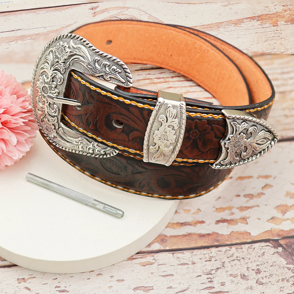 Ceinture Cuir Cowboy Concho - Taille 35 - Style Boho Vintage