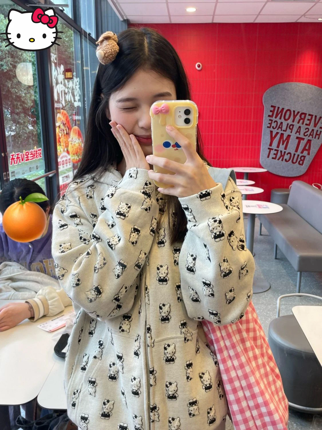 

Kawaii Sanrio Hellokitty Anime Kawaii New Fashion Cute Sweet Hooded Cardigan Coat Fashion Versatile Popular Coat