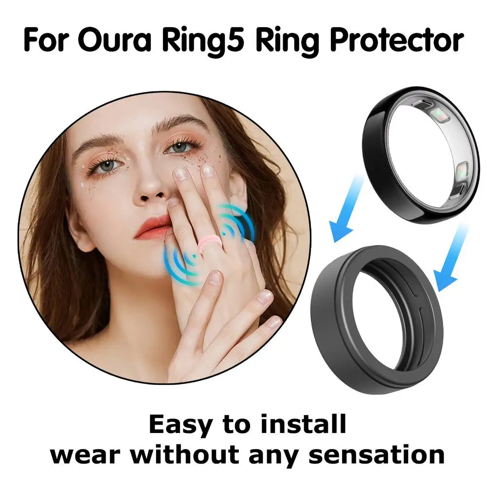 Cover Protettiva in Silicone Morbido per Oura Ring 5, Anello Intelligente Anti-Caduta, Anti-Polvere, Anti-Graffio, Effetto Pelle - immagine 3