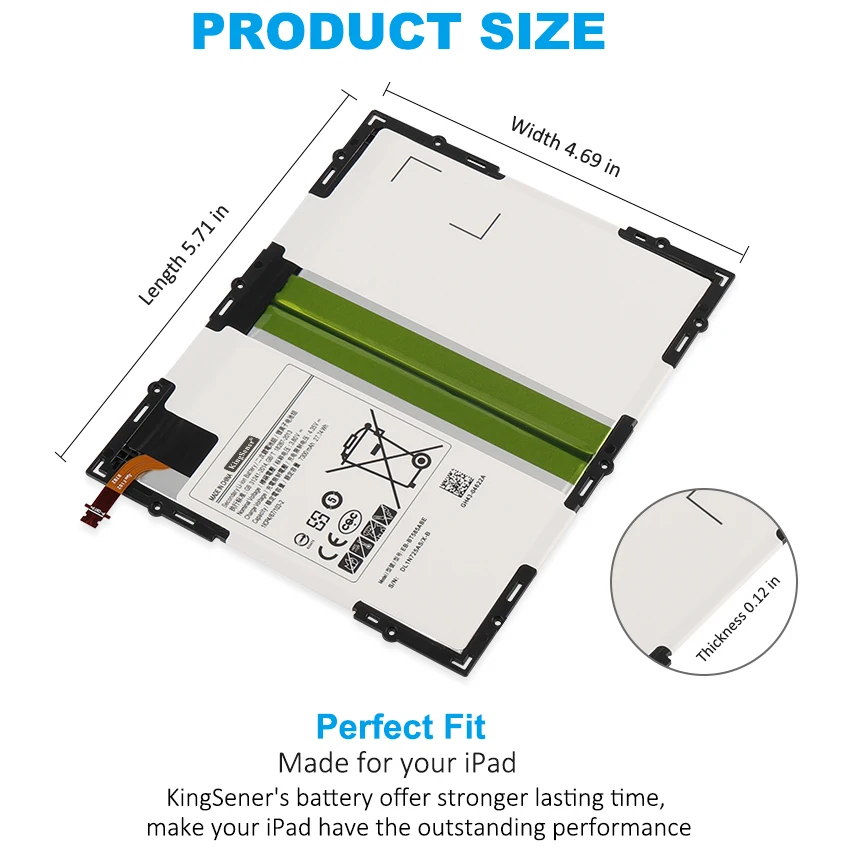 Bateria do Tablet Kingsener para Samsung Galaxy Tab a Eb-bt585aba Sm-t580 Sm-t585 Sm-p580 Sm-t585 Sm-p580 Sm-p587 10.1 2023 - Imagem 6