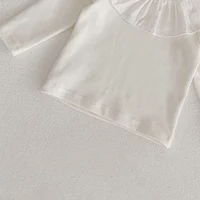 New autumn baby clothing, 0-2 year old girls, lotus collar flower solid color top, T-shirt 6