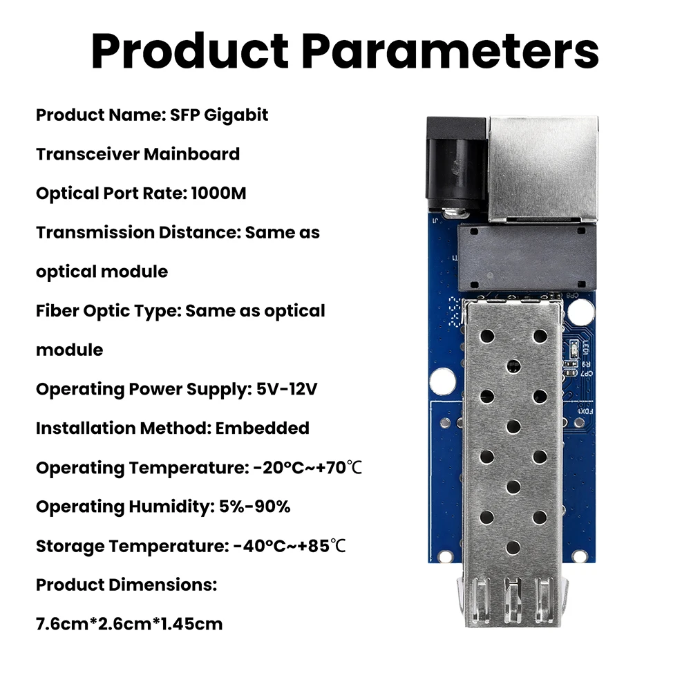 DC 512V SFP 기가비트 광섬유 트랜시버 보드 광전 변환 모듈 RJ45 이더넷 포트