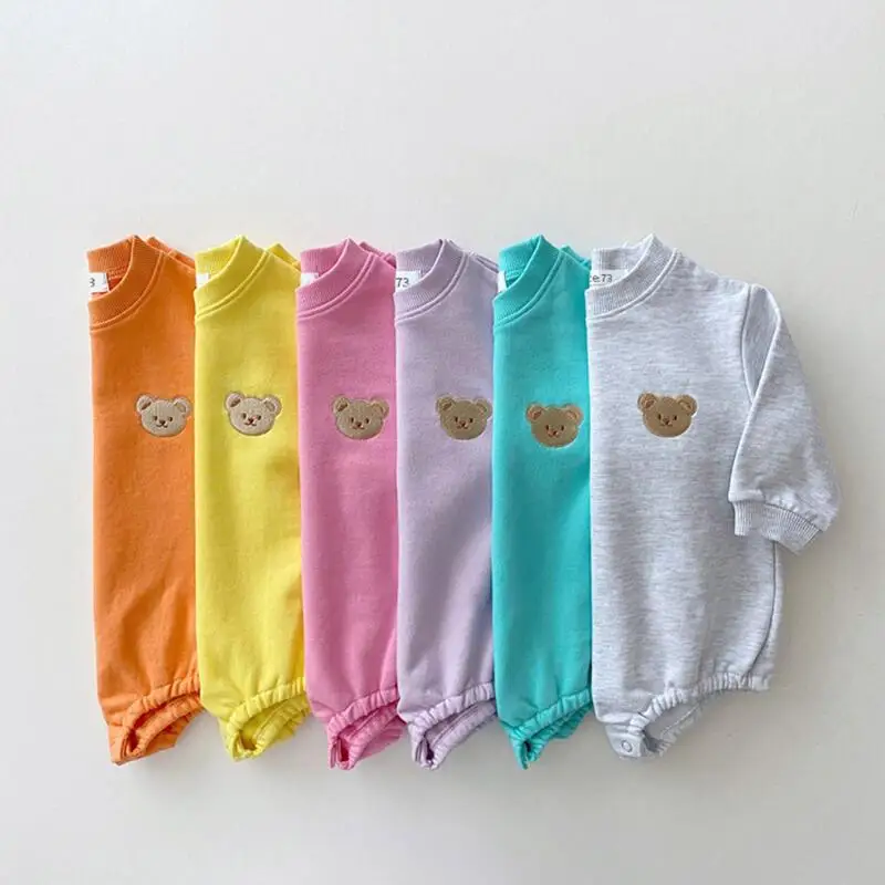 Korea Baby Sweatshirt Romper Boy Spring Fall Soft Long Sleeve Cotton Bear Infant Bodysuit Girls Jumpsuits Hoodies Tops Outwear cotton jumpsuit,baby romper,baby boy bodysuits