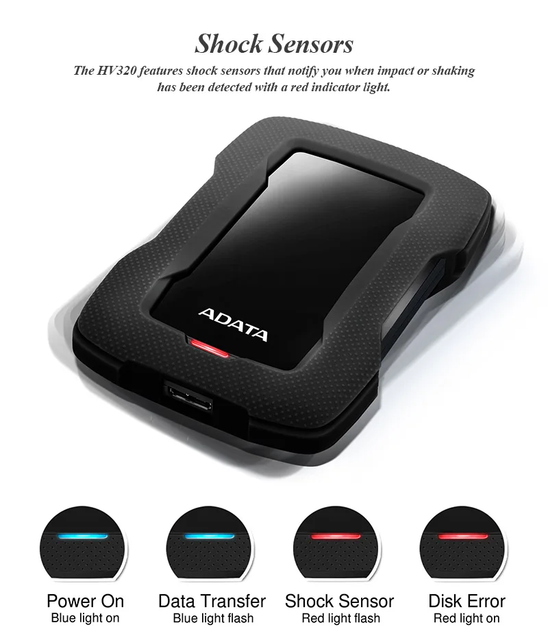 ADATA HD330 External HDD 1TB 2TB Portable 2.5'' External Hard Disk Drive Encryption Slim Durable 2TB HDD for Laptop Desktop external disk drive