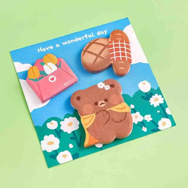 4 Pieces Cartoon Adhesive Cute Kawaii Notes Notepad Memo Pad Office School Supplies Stationery Sticker 5