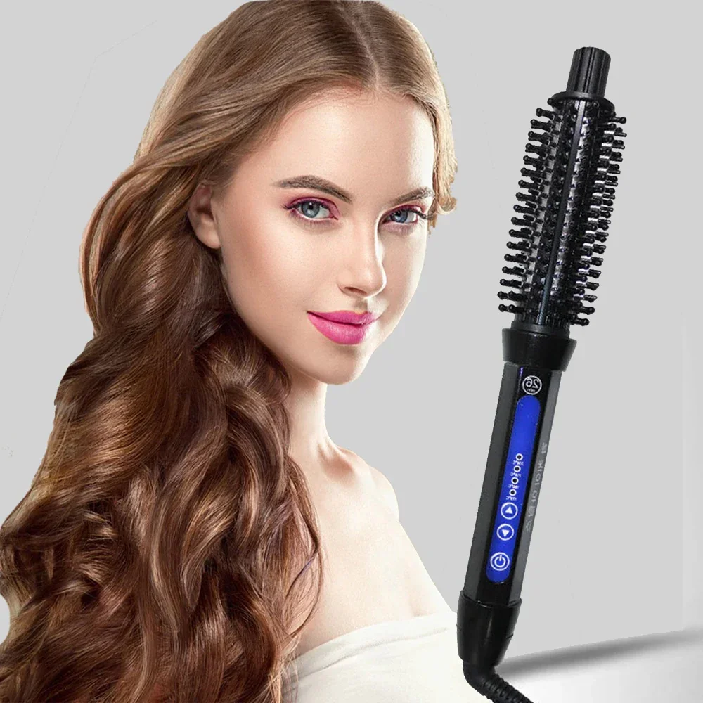 Professional Curling Iron 2 In 1 Electric Hair Brush PTC Fast Heating Combs For Women Hair Curlers Roller 18-32cm Comb te
