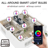 Zigbee 3.0 Smart Led Bulb 110V 220V E27 B22 Lamps RGBCW Works With Alexa Echo Plus Google Home Assistant APP Voice Control 2MQTT 6
