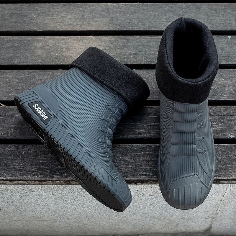 Bottes pluie homme femme été mi-mollet imperméables hiver doublure polaire chaud antidérapant extérieur