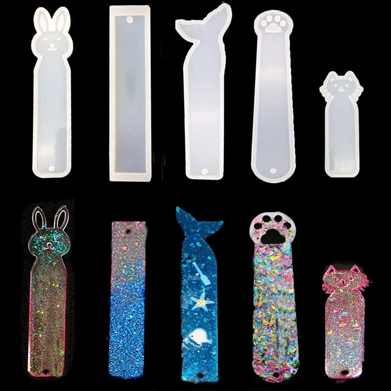 Silicone Bookmark Mold Epoxy Resin Casting Molds Jewelry Making Mould Craft  DIY Resin Bookmark Mold with 10pcs Bookmark Tassels Pendant