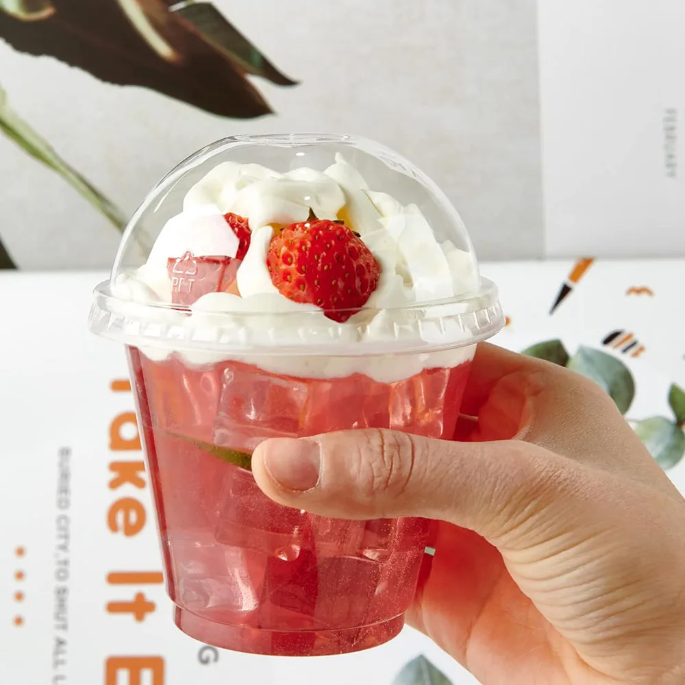 50 Sets -16 Oz. Disposable Plastic Cups With Dome Lids - Clear Cups For Cold Drinks, Milkshake, Dessert, Slush, Smoothies Cups Price In UAE | Amazon UAE